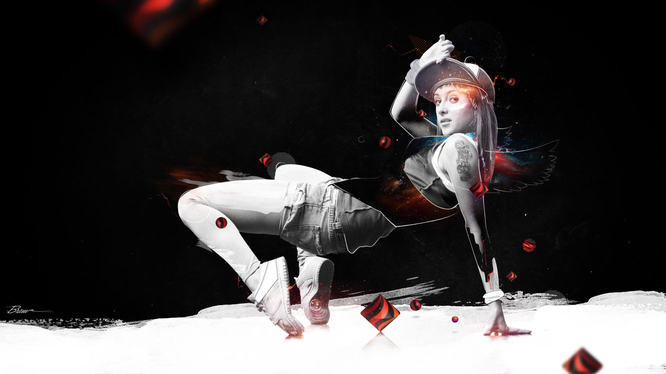 Femme en Robe Noire et Blanche Tenant un Bâton Blanc. Wallpaper in 2560x1440 Resolution