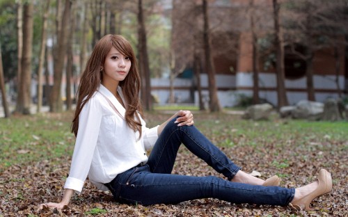 Image sitting, beauty, long hair, korean, woman