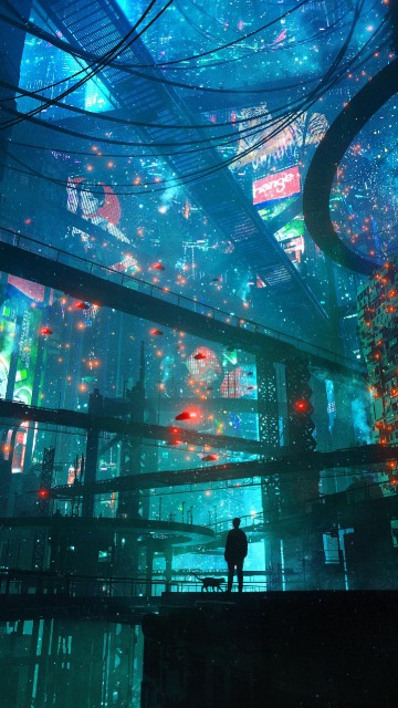 HD wallpaper: digital art, artwork, cyberpunk, science fiction, city