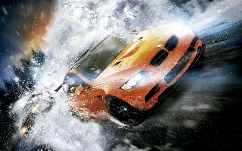 Image orange and white porsche 911 on water