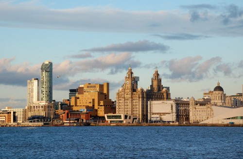 Image city skyline across body of water during daytime