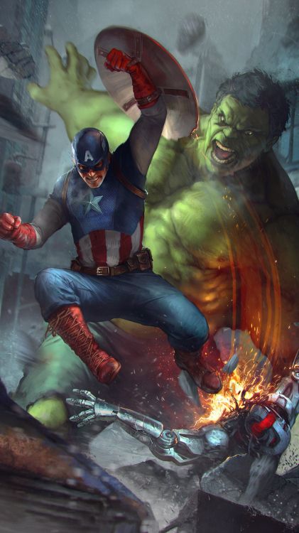 Hulk, Captain America, Rocket Raccoon, Superhero, Boulon Noir. Wallpaper in 1080x1920 Resolution