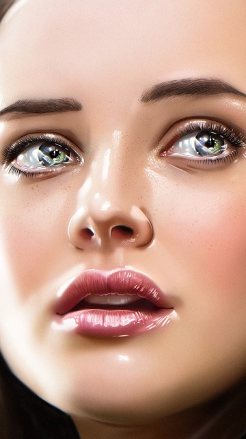 Image woman with black hair and wearing white earbuds