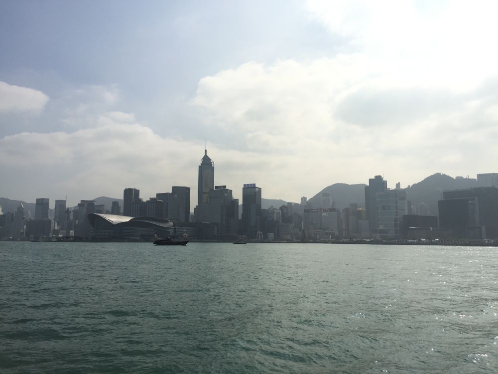 skyline, water, skyscraper, ferry, daytime