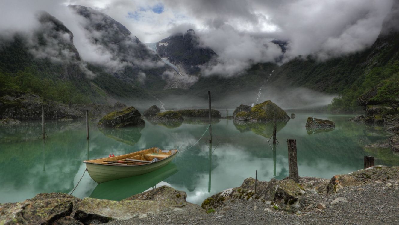 Cloud, Water, Boat, Water Resources, Mountain. Wallpaper in 3840x2160 Resolution