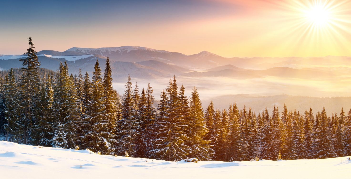 冬天, 多山的地貌, 荒野, 早上, 冻结 壁纸 9301x4738 允许