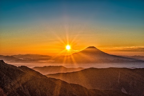 Image mount fuji, mountain, mountainous landforms, sunrise, nature