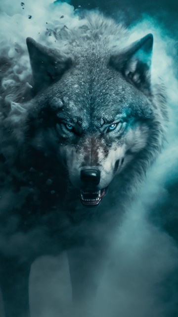 Image wolf, water, Carnivore, azure, whiskers