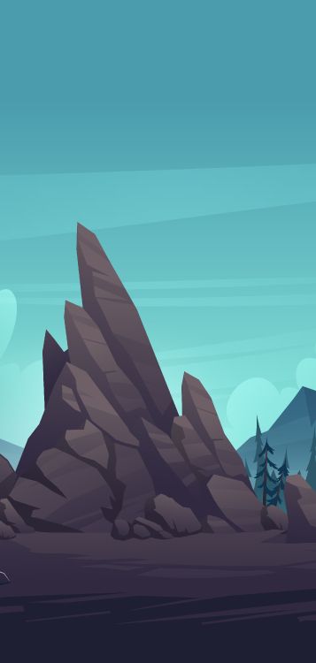 illustration, drawing, vector graphics, landscape, mountain