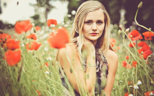 Image blond, beauty, plant, flower bouquet, woman