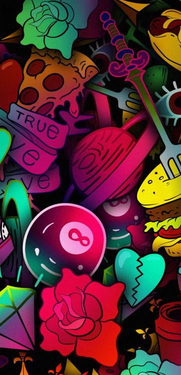 粉红色, 艺术, 红色的, 品红色, 圆圈 壁纸 1080x2235 允许