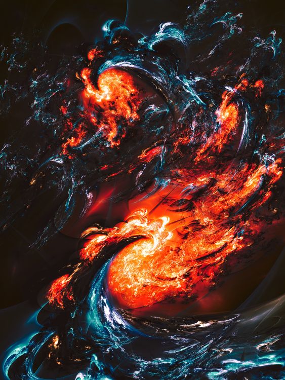 Ilustración de Llama Azul y Naranja. Wallpaper in 3000x3996 Resolution