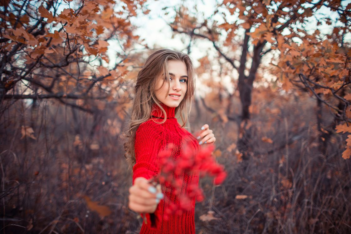 red, People in nature, hair, nature, leaf