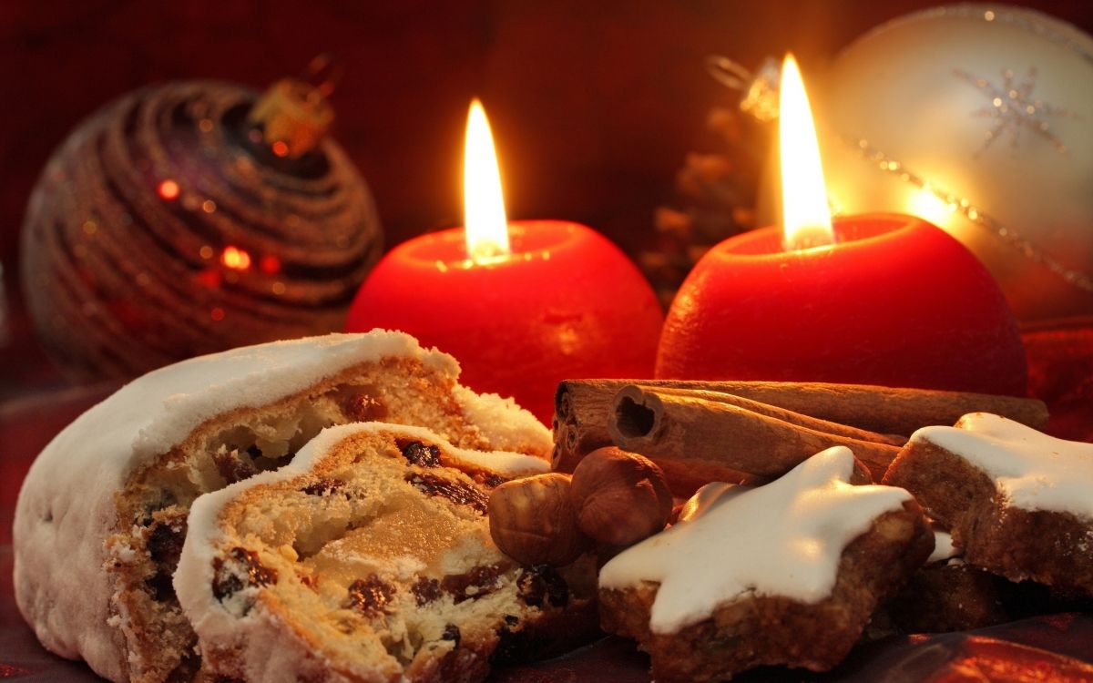 Christmas Day, dessert, lighting, candle, food