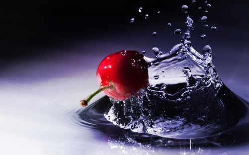 Image red rose with water droplets