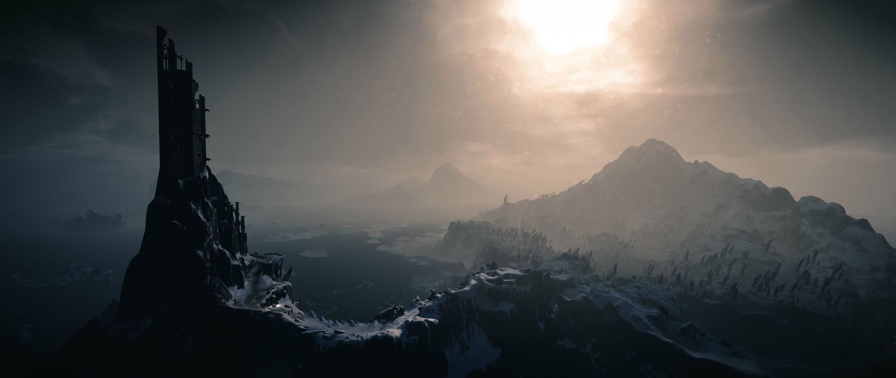 Schneebedeckte Berge Tagsüber. Wallpaper in 3840x1620 Resolution