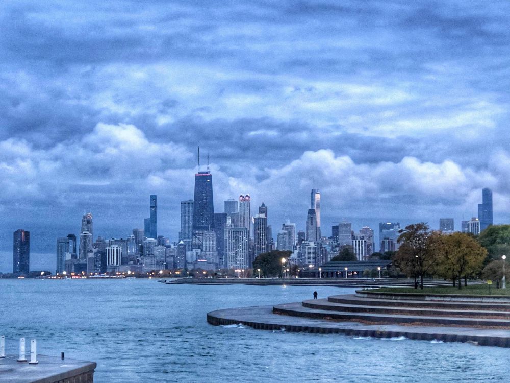 chicago, cloud, water, building, skyscraper