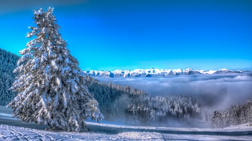 Image snow covered mountain under blue sky during daytime