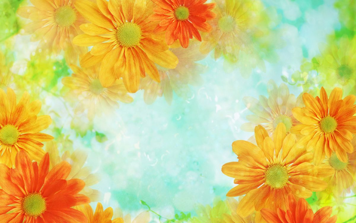 Peinture de Fleurs Jaunes et Roses. Wallpaper in 3840x2400 Resolution