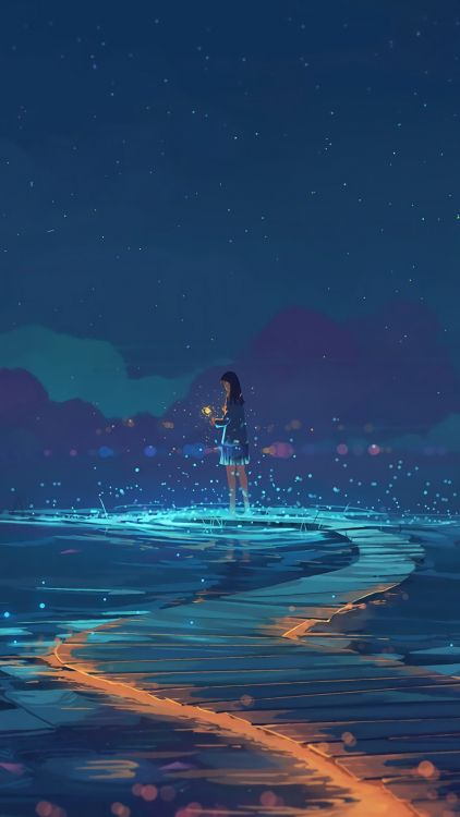 Wallpaper Dreaming Aesthetic Anime, Anime, Animation, Night, Star,  Background - Download Free Image
