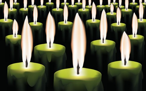 Image candle, vector graphics, wax, green, light