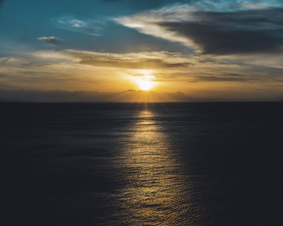 Sea, Sunset, Horizon, Water, Ocean. Wallpaper in 5576x4461 Resolution