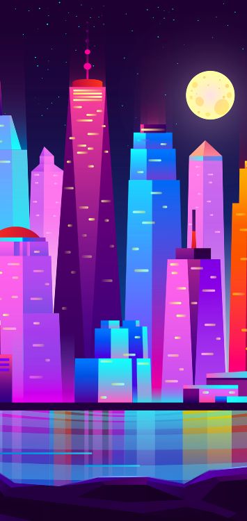 Vector Graphics, Illustration, Stock Illustration, Cartoon, Night. Wallpaper in 1420x3000 Resolution