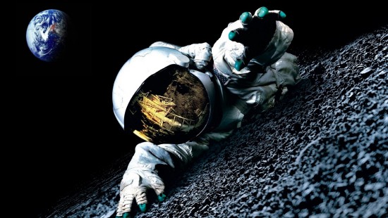 Image man in white shirt and pants with black helmet