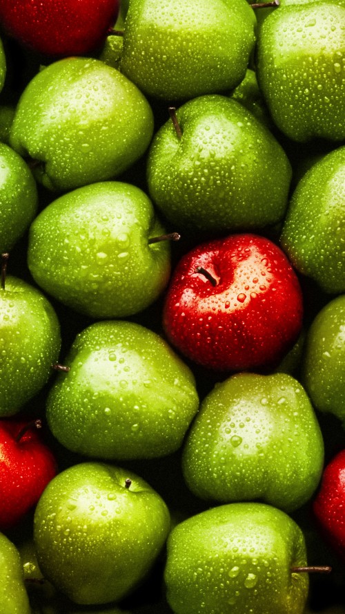 Image red apple and green fruits