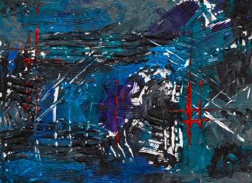 Image blue red and white abstract painting