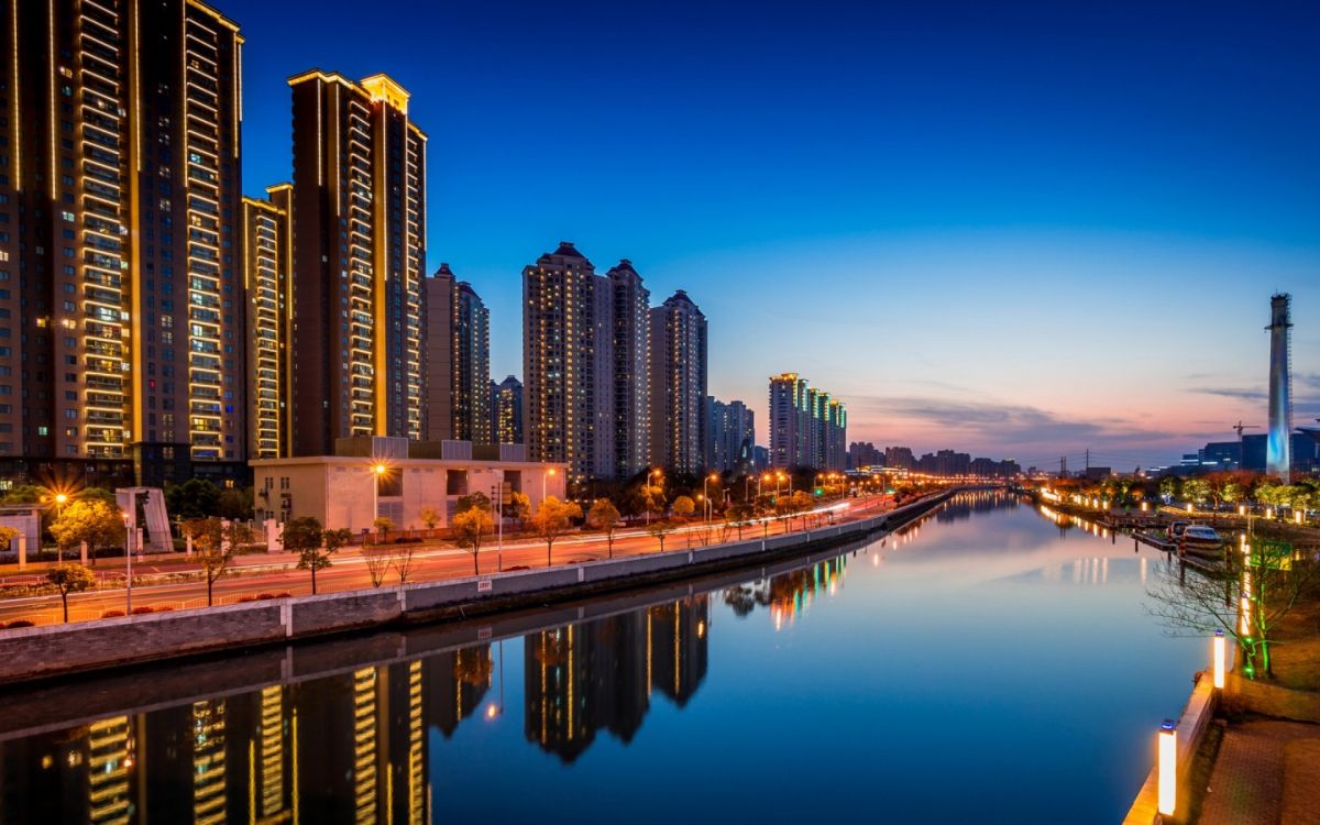 Shanghai, building, tower block, reflection, city