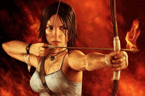 Image illustration, lara croft, tomb raider, art, arrow