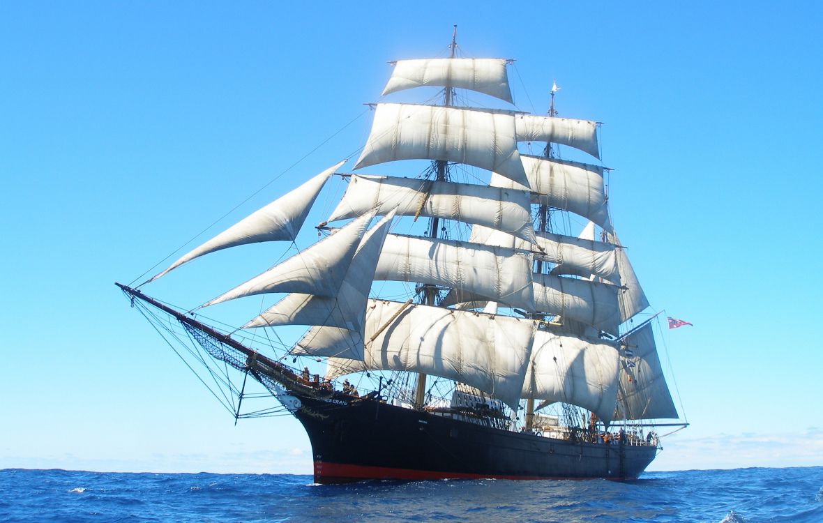 高船, Barquentine, 三桅帆船, 扬帆, 口杰克逊 壁纸 3212x2041 允许