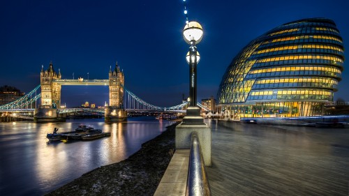 Image bridge with lights during night time