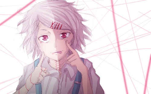 Image male anime character with pink hair