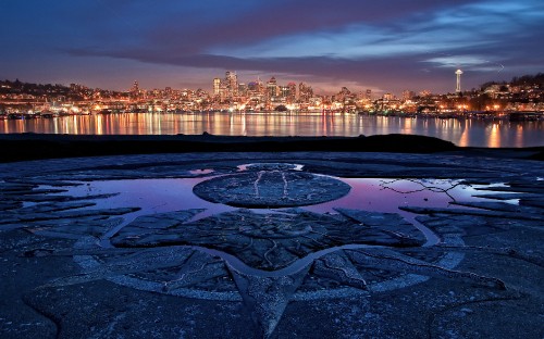 Image city skyline during night time