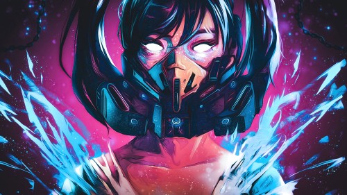 Image girl gas mask art, gas mask, digital art, Mask, art