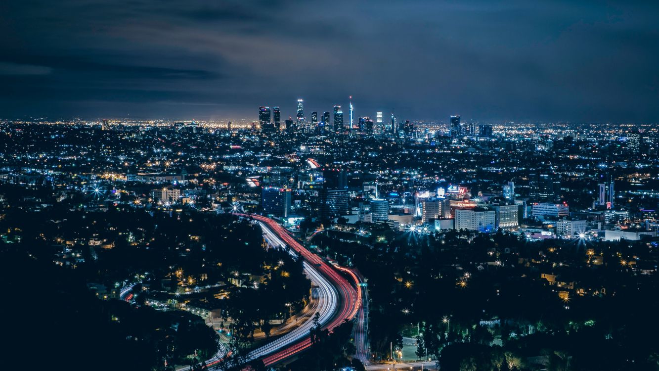 city lights during night time