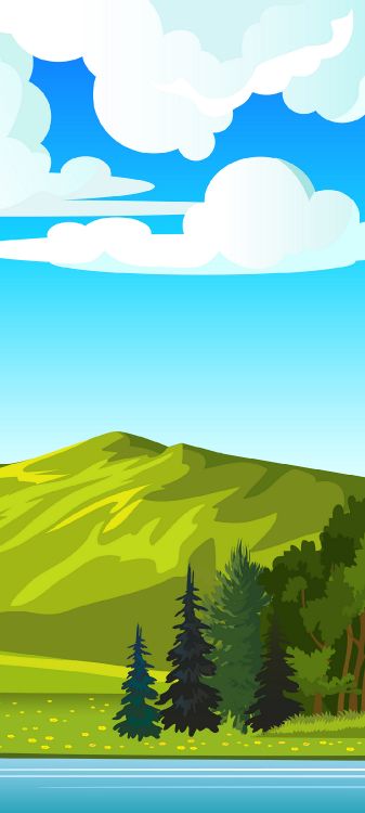 Ilustración, Cartel, Cascada, Dibujo, Ecorregión. Wallpaper in 1080x2400 Resolution