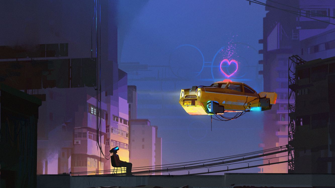 Voiture Jaune et Noire Sur Route Pendant la Nuit. Wallpaper in 3840x2160 Resolution