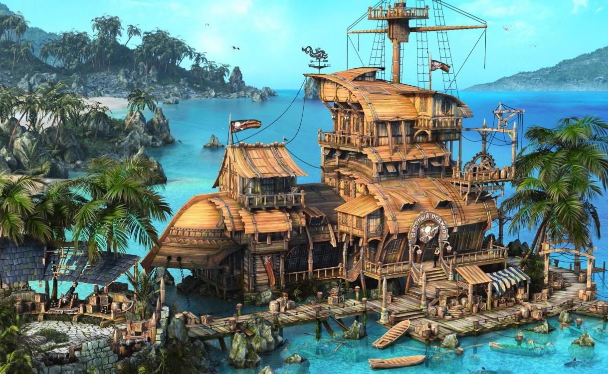 海盗行为, 战略的视频游戏, 旅游业, 加勒比, 船只 壁纸 2000x1230 允许