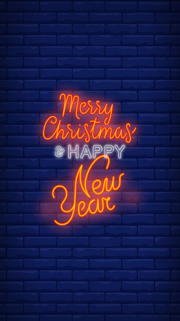 Image new year, christmas, neon sign, blue, amber