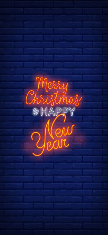 new year, christmas, neon sign, blue, amber