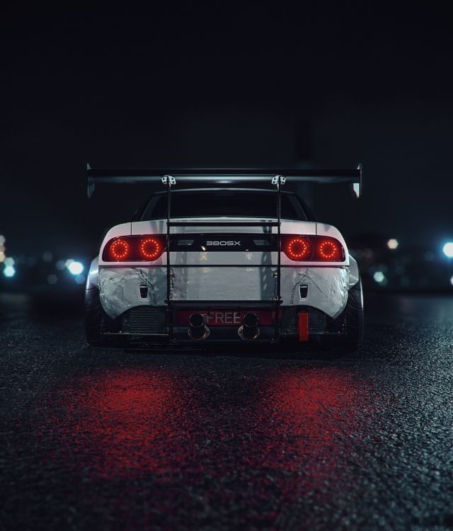 Weiß-schwarzer Porsche 911 Unterwegs in Der Nacht. Wallpaper in 1920x2247 Resolution