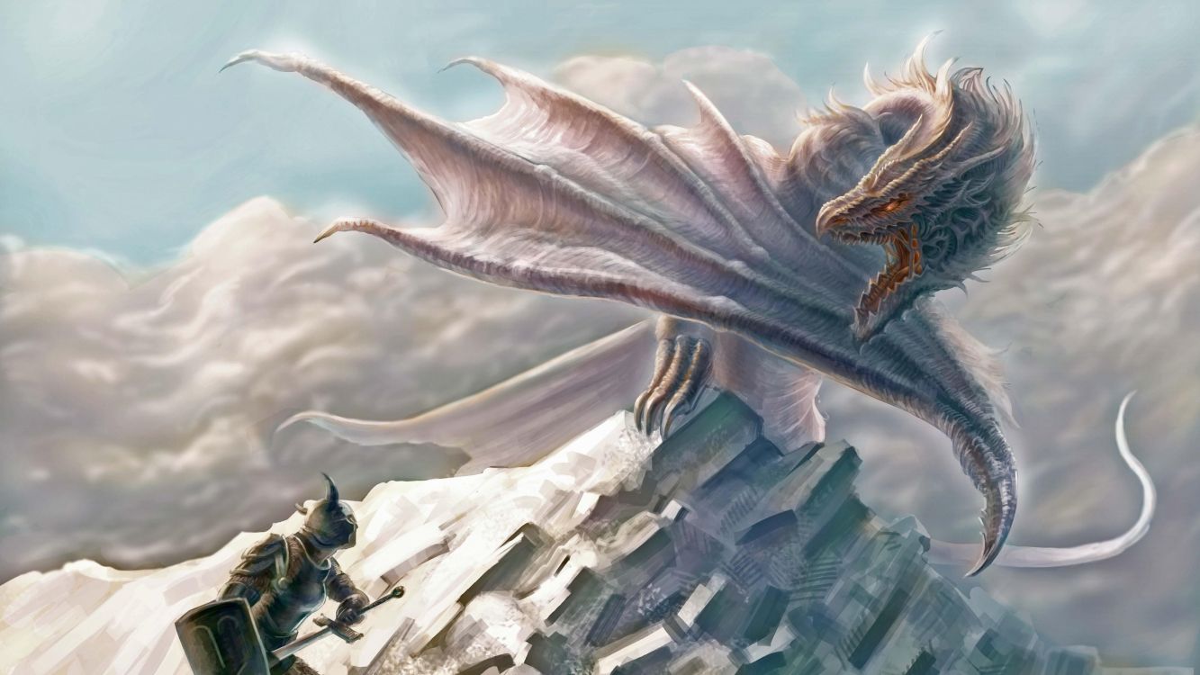 Brauner Drache Auf Weißer Betonwand. Wallpaper in 3840x2160 Resolution