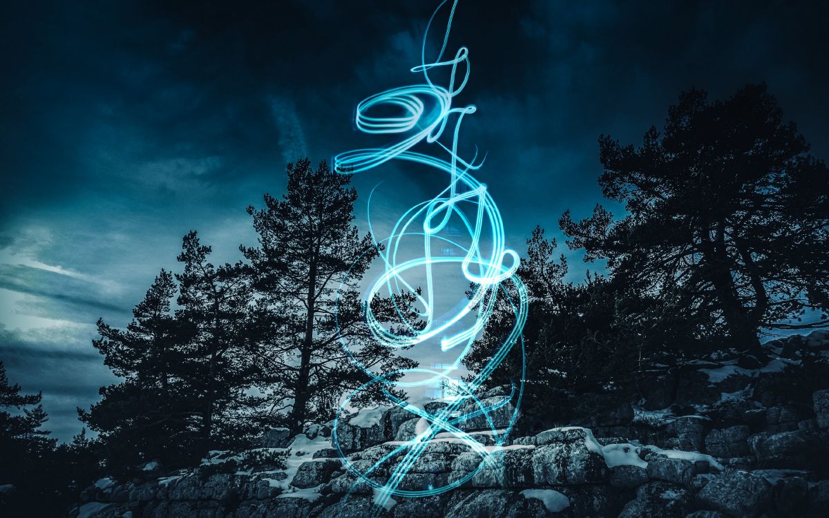 Nacht, Blau, Baum, Licht, Electric Blue. Wallpaper in 3840x2400 Resolution