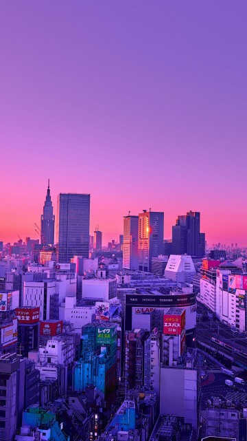 Image colored, skyscraper, building, atmosphere, purple