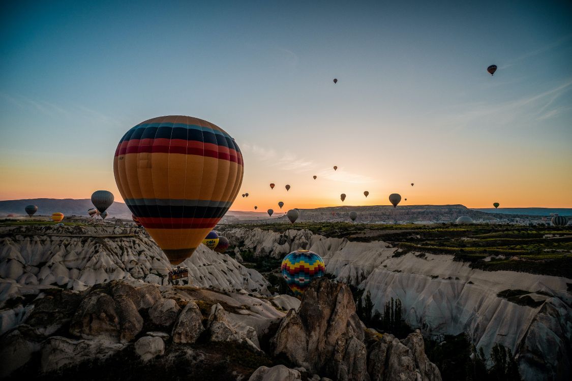 hot air balloon, balloon, cappadocia, aircraft, flight