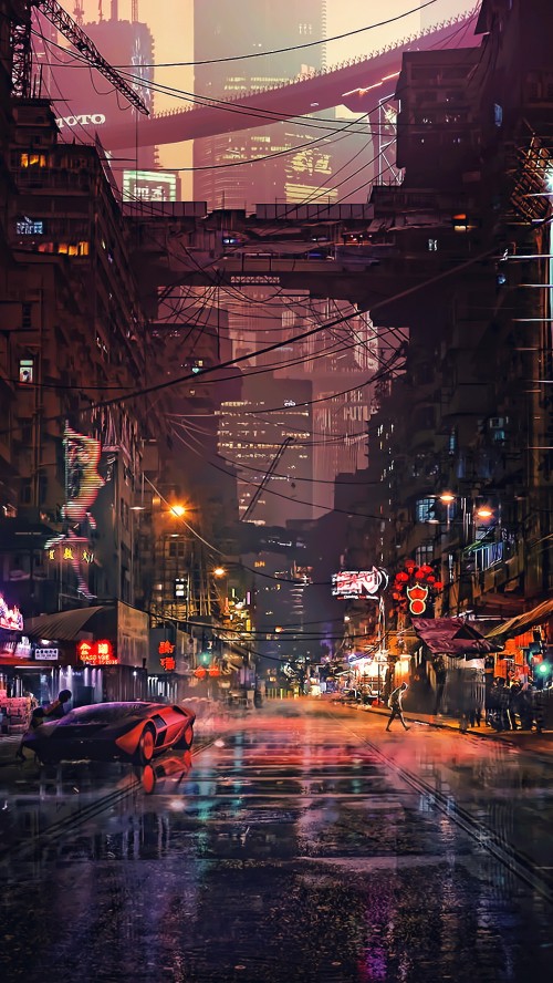 fondo de pantalla de la ciudad cyberpunk