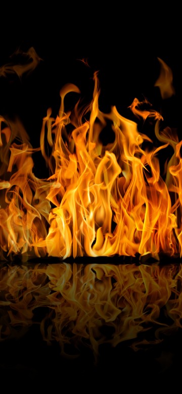 Image fire in black background with black background